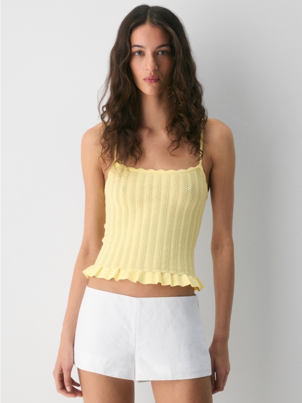 Aritzia Wilfred Wonder Yarn Cortland Knit Tank Top in Lemonade